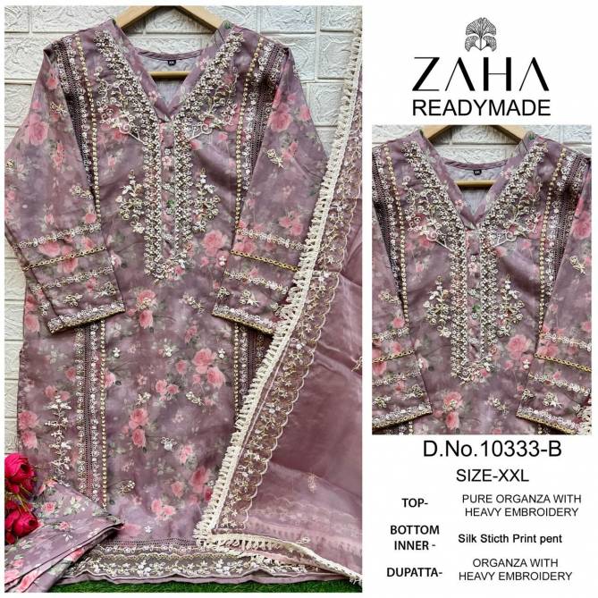 Zaha 10333 A To D Organza Embroidery Pakistani Readymade Suits Wholesale Online